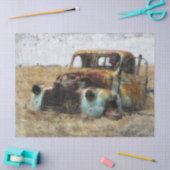 古い錆びたヴィンテージトラックのデコページ 薄葉紙 (クラフト)
