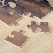 古い錆びたヴィンテージ車とキノコ ジグソーパズル (側面)