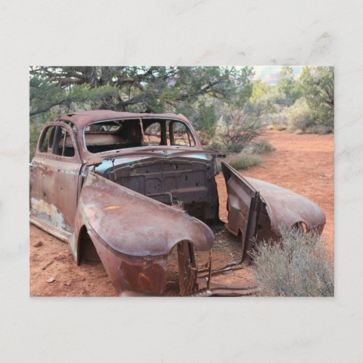 古い錆びた車 ポストカード (正面)