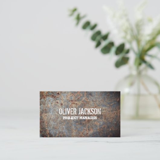 古い錆びた金属 名刺 (スタンド正面)