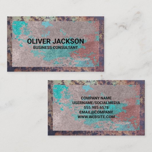 古い錆びた金縁ど属 |テクスチグランジャの背景 名刺 (正面/裏面)