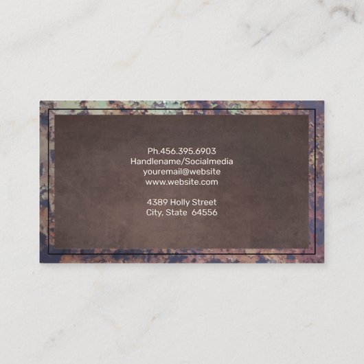 古い錆びた金縁ど属 名刺 (裏面)