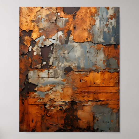 古い錆びた鋼さびた金属のテクスチャ ポスター (正面)