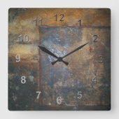 古い錆 スクエア壁時計 (正面)