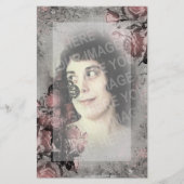 古い鍵とバラカスタムの写真 便箋 (正面)