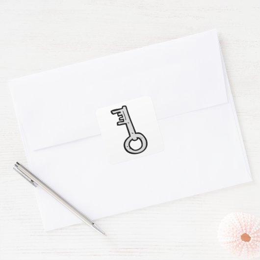 古い鍵 スクエアシール (封筒)