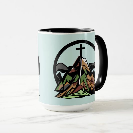 古い険しいクリスチャン十字架 マグカップ (正面右)