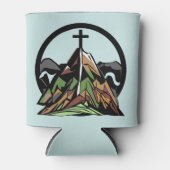 古い険しいクリスチャン十字架 缶クーラー (正面)