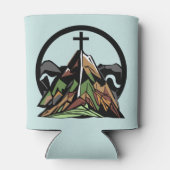 古い険しいクリスチャン十字架 缶クーラー (裏面)