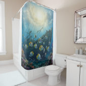 古い難破船は魚とサンゴ礁の上で シャワーカーテン (インサイチュ)