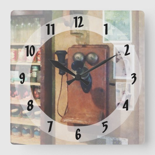 古い電ファッションド話 スクエア壁時計 (正面)