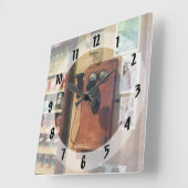 古い電ファッションド話 スクエア壁時計 (傾斜)