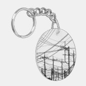 古い電話と電源ライン キーホルダー (正面左)