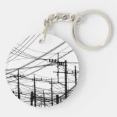 古い電話と電源ライン キーホルダー (裏面)