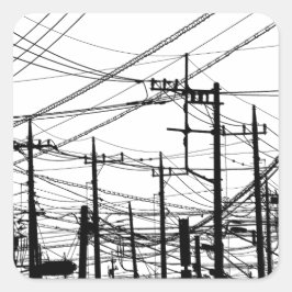 古い電話と電源ライン スクエアシール