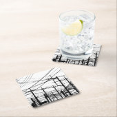 古い電話と電源ライン スクエアペーパーコースター (インサイチュ)