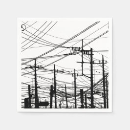 古い電話と電源ライン スタンダードカクテルナプキン