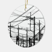 古い電話と電源ライン セラミックオーナメント (左)