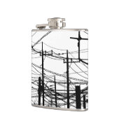 古い電話と電源ライン フラスク (左)