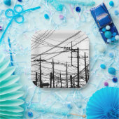 古い電話と電源ライン ペーパープレート (パーティー)