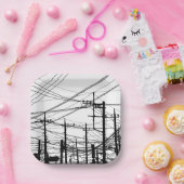 古い電話と電源ライン ペーパープレート (パーティー)