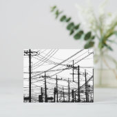 古い電話と電源ライン ポストカード (スタンド正面)