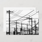 古い電話と電源ライン ポストカード (正面/裏面)