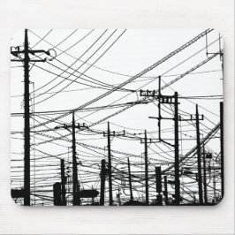 古い電話と電源ライン マウスパッド