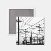 古い電話と電源ライン マグネット (正面/裏面)