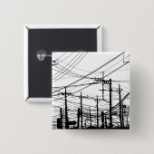 古い電話と電源ライン 缶バッジ (正面&裏面)