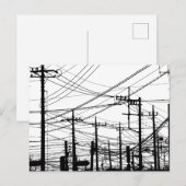 古い電話と電線 ポストカード (正面/裏面)