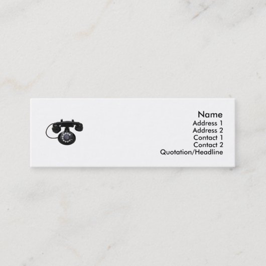 古い電話プロフィールカード スキニー名刺 (正面)