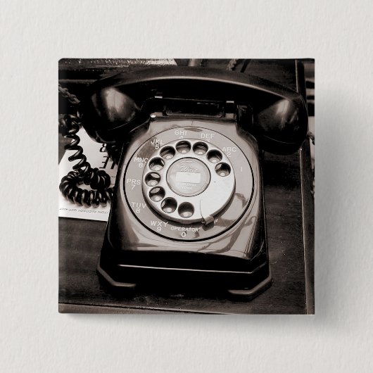 古い電話 缶バッジ (正面)