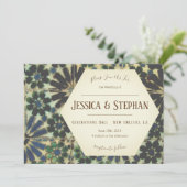 古い青いタイルの結婚式招待状 招待状 (スタンド正面)