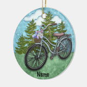 古い青い自転車 セラミックオーナメント (左)