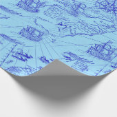 古い青海図船とコンパス ラッピングペーパー (角)