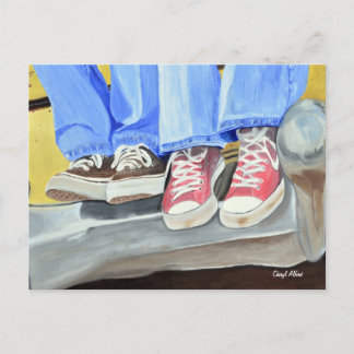 古い靴と古い車のポストカード ポストカード