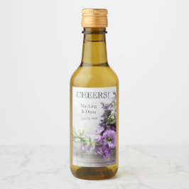 古い音楽にラベンダーシェードの花 ワインラベル