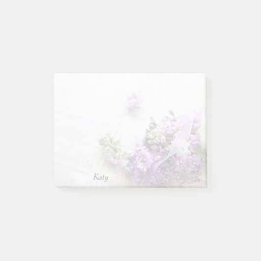 古い音楽にラベンダー色の花 ポストイット (正面)