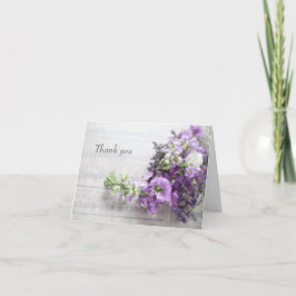古い音楽の上にラベンダー色の感謝してい花が サンキューカード