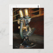 古い顕微鏡 ポストカード (正面/裏面)