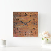 古い風化したフェイク木製フローリング スクエア壁時計 (ホーム)
