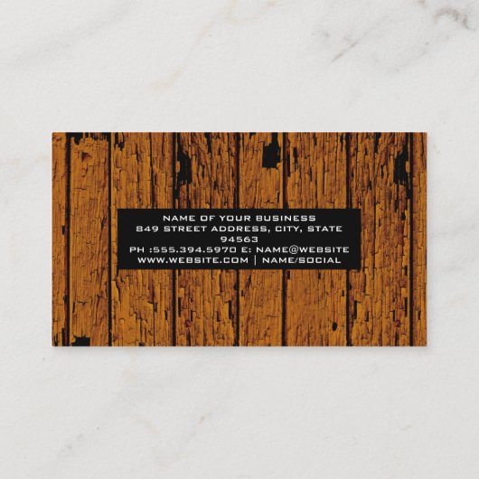 古い風化した木製の板 名刺 (裏面)