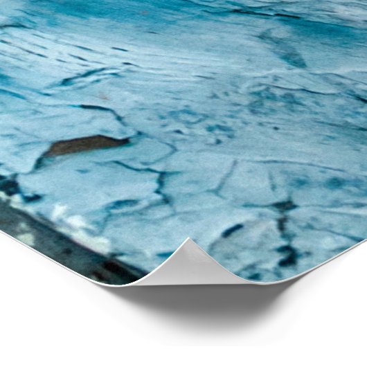 古い風化グランジした木の色あせ淡い色のた青絵を描い ポスター (角)