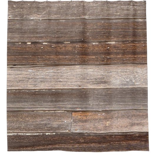 古い風化木造農家外壁 シャワーカーテン (正面)