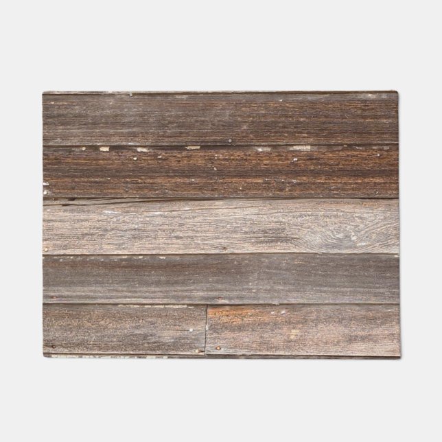 古い風化木造農家外壁 ドアマット (正面)