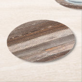 古い風化木造農家外壁 ラウンドペーパーコースター (アングル)