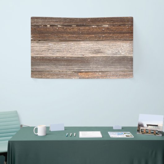 古い風化木造農家外壁 横断幕 (トレードショー)