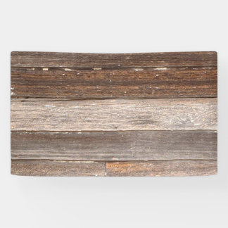 古い風化木造農家外壁 横断幕