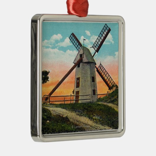 古い風車の眺め メタルオーナメント (右)